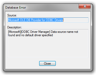Data Source Name Not Found And No Default Driver Specified