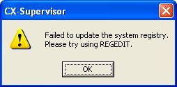 Failed to update the system registry. Please try using REGEDIT.