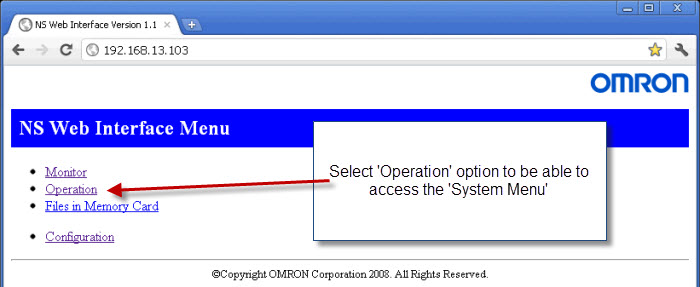 Select 'Operation' option