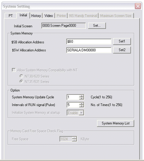NS Panel system settings