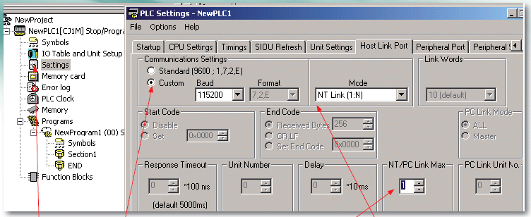 PLC settings