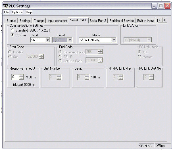 PLC settings in CX-One